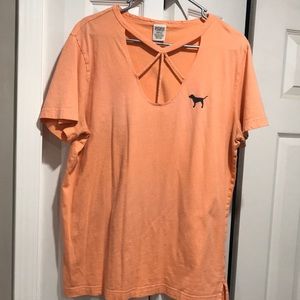 Victoria’s Secret PINK orange cutout tee, large